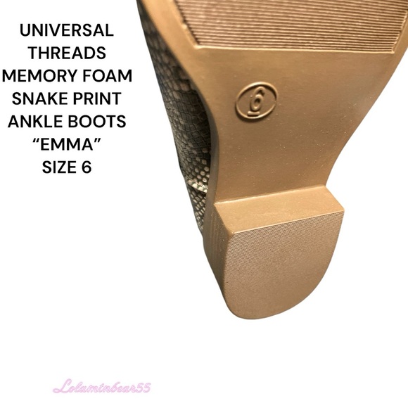 UNIVERSAL THREADS “EMMA” MEMORY FOAM SNAKE PRINT ANKLE BOOTS, SIZE 6, NEW IN BOX - Picture 4 of 14